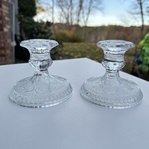 Vtg.‎ Tiara Sandwich Indiana Clear Glass 3.5" Candle Holders